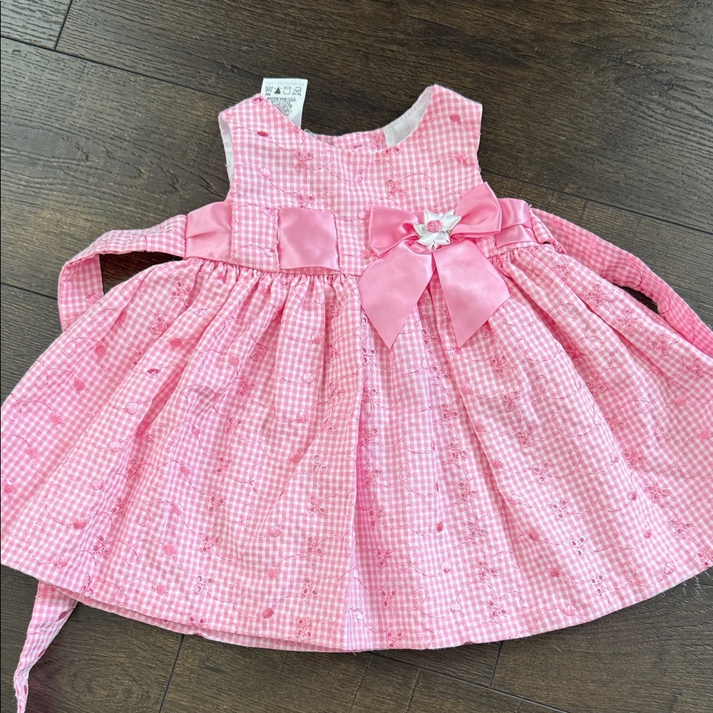Pink Gingham Baby Dress with Bow